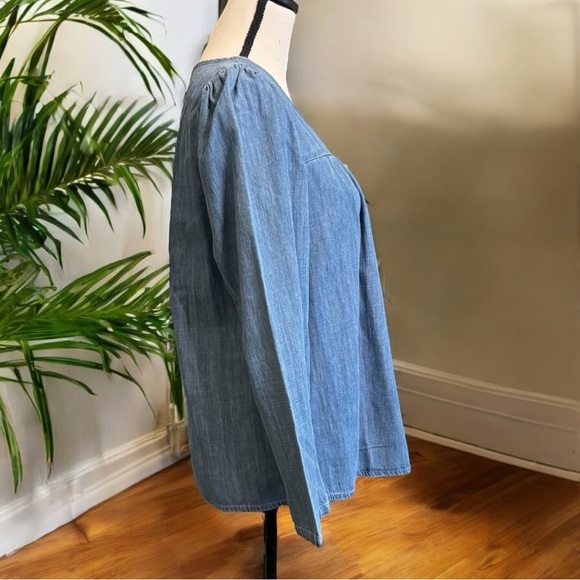J.Crew Chambray Peasant Blouse - Small - Picture 2 of 9